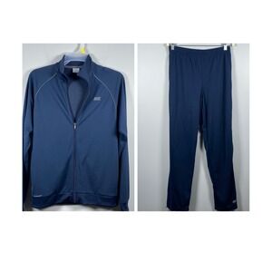 Vintage 2pc Nike Training Tracksuit Jacket Pants Navy Blue Grey Full Zip Y2K M‎